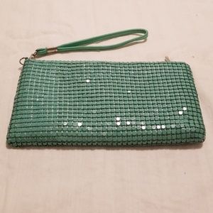 RSVP, seagreen, sequence wristlet, used